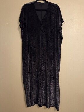BRYN WALKER Rebecca Black Metallic Gold Shimmer Velvety Oversized Maxi Dress M
